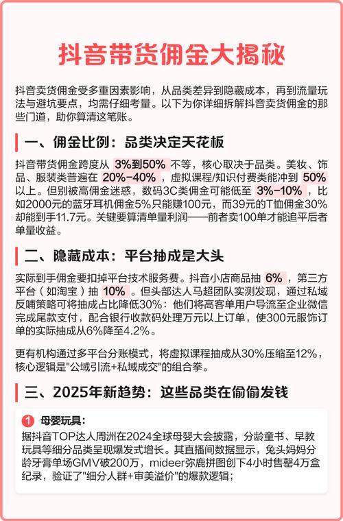 抖音卖一单能挣多少佣金？比例、扣费和真实到手金额全解析